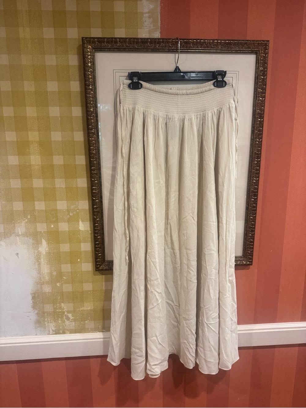 NWT Banana Republic Cream Maxi Skirt with Smocked Waist